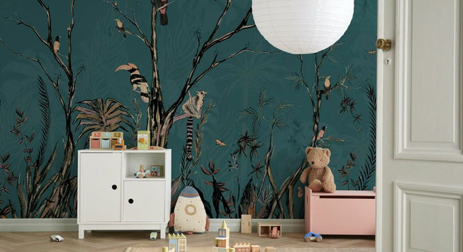 PHOTOWALL / Tropical Charcoal - Teal Profond - Panorama (e93332)