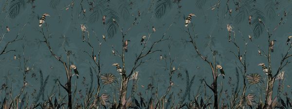 PHOTOWALL / Tropical Charcoal - Teal Profond - Panorama (e93332)