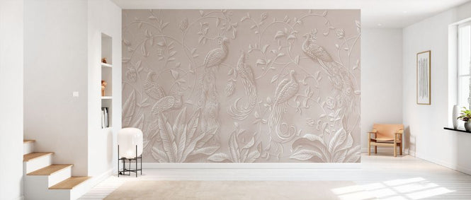 PHOTOWALL / Elegant Relief With Peacocks - Warm Hue (e93429)