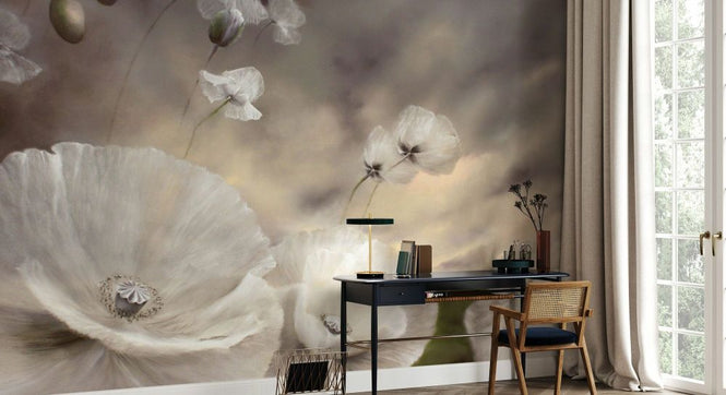 PHOTOWALL / White Poppies in the Soft Summer Wind (e93536)