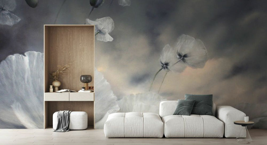 PHOTOWALL / White Poppies in the Soft Summer Wind II (e93537)