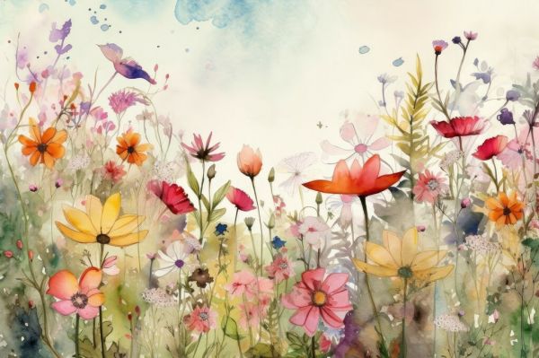 PHOTOWALL / Watercolor Flowers (e93543)