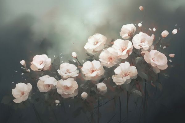 PHOTOWALL / Floating White Roses (e93558)