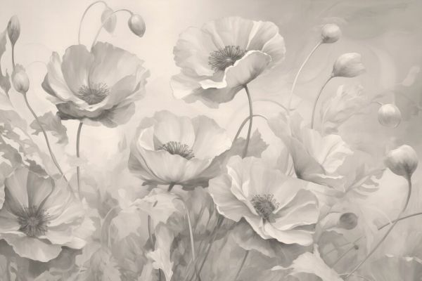 PHOTOWALL / Poppies Soft Grey (e93564)