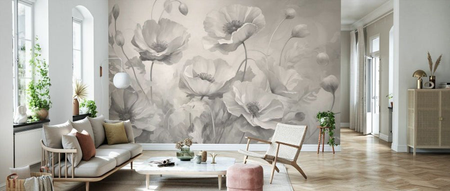 PHOTOWALL / Poppies Soft Grey (e93564)