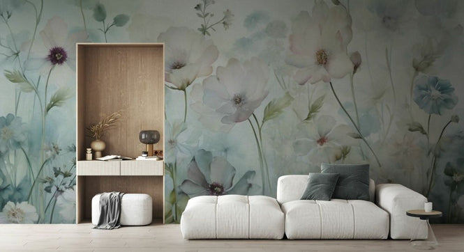 PHOTOWALL / Spring Field - Vintage Green (e93566)