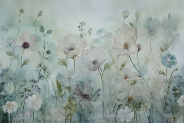 PHOTOWALL / Spring Field - Vintage Green (e93566)