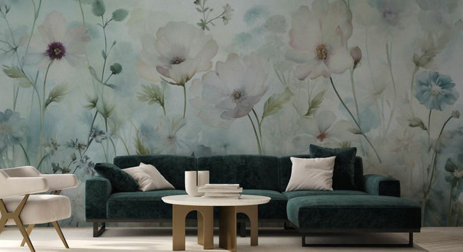 PHOTOWALL / Spring Field - Vintage Green (e93566)