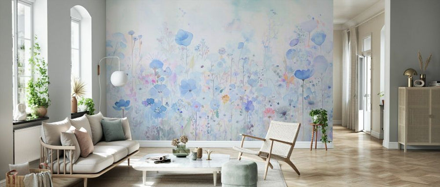 PHOTOWALL / Watercolour Happy Flowers - Blue (e93568)