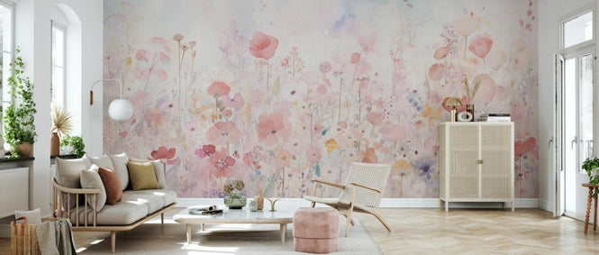 PHOTOWALL / Watercolour Happy Flowers - Pastel (e93570)