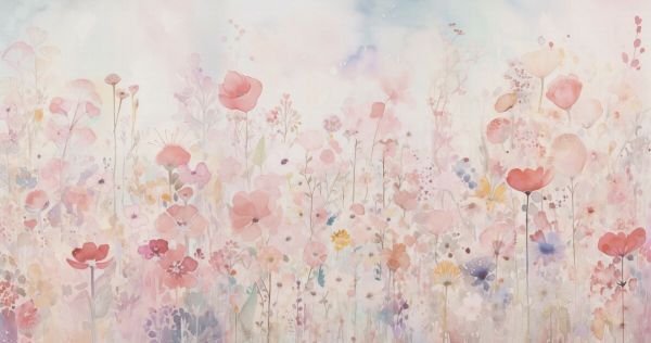 PHOTOWALL / Watercolour Happy Flowers - Pastel (e93570)
