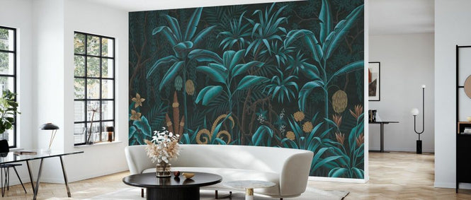 PHOTOWALL / Tropical Plants in the Jungle - Green on Brown (e93626)