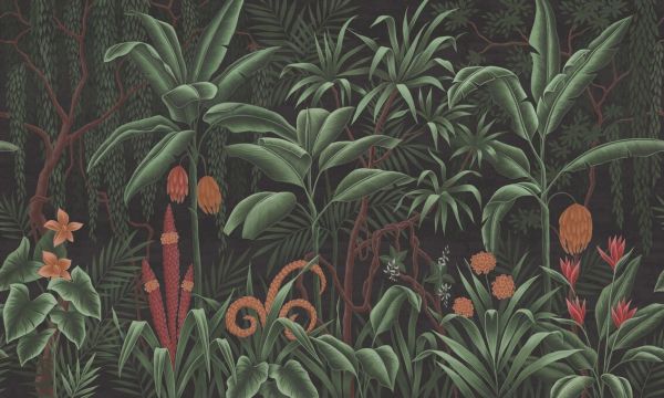 PHOTOWALL / Tropical Plants in the Jungle - Green on Brown II (e93627)
