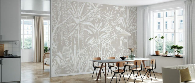 PHOTOWALL / Tropical Plants in the Jungle - White (e93630)