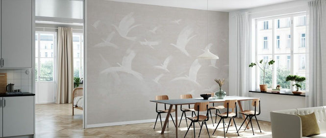 PHOTOWALL / Flock of Birds - Beige (e93679)
