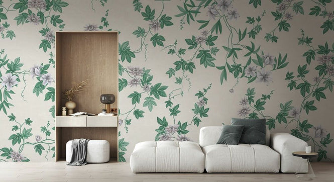 PHOTOWALL / Lovely Floral Design - Green Beige (e93697)