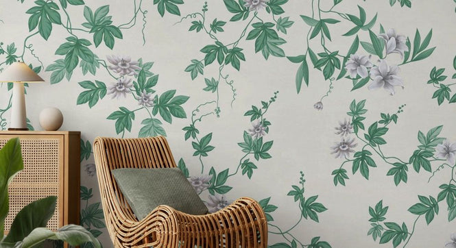 PHOTOWALL / Lovely Floral Design - Green Beige (e93697)
