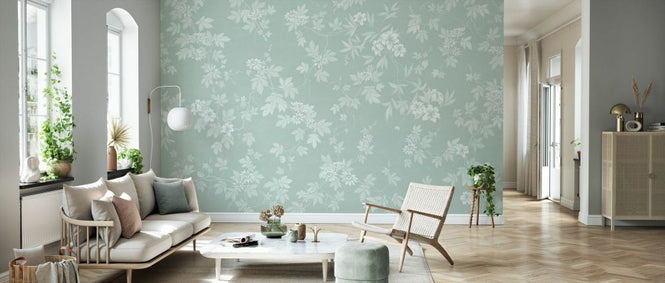 PHOTOWALL / Lovely Floral Design - Green White (e93698)
