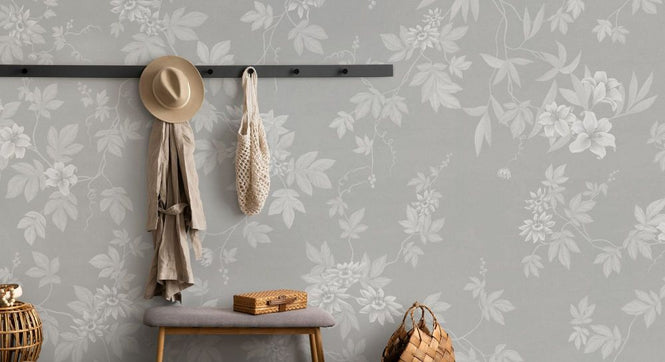 PHOTOWALL / Lovely Floral Design - Grey White (e93700)