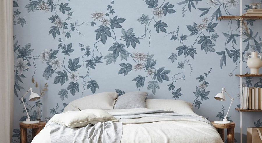 PHOTOWALL / Lovely Floral Design - Light Blue (e93702)
