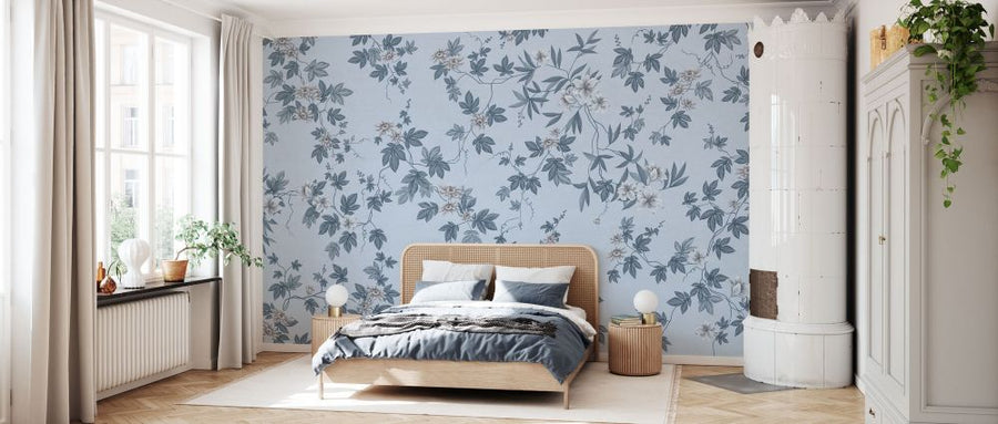 PHOTOWALL / Lovely Floral Design - Light Blue (e93702)