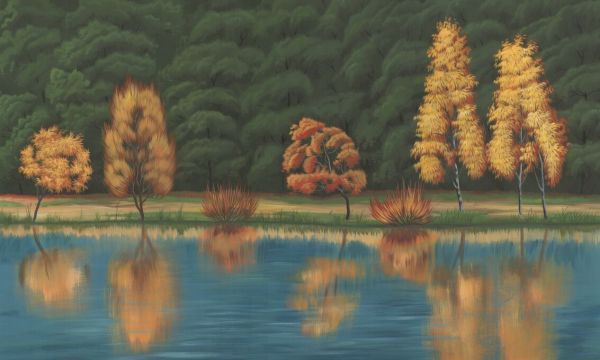 PHOTOWALL / Reflection by the Lake - Orange (e93709)