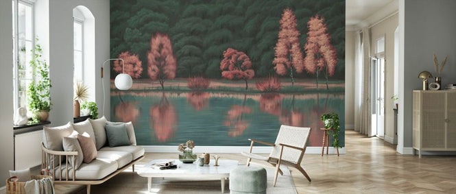 PHOTOWALL / Reflection by the Lake - Pink (e93710)