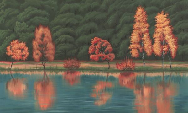 PHOTOWALL / Reflection by the Lake - Red (e93711)