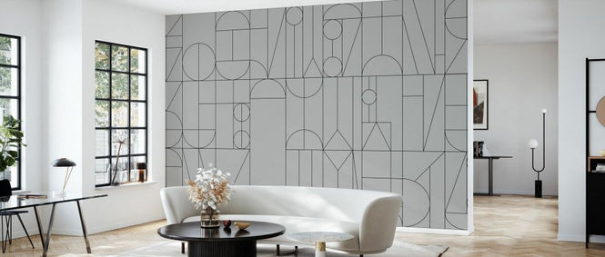 PHOTOWALL / Abstract Geometric Shapes - Black on Grey (e93725)