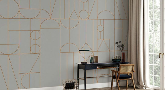 PHOTOWALL / Abstract Geometric Shapes - Brown on Grey (e93726)