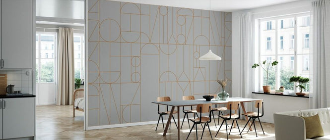 PHOTOWALL / Abstract Geometric Shapes - Brown on Grey (e93726)