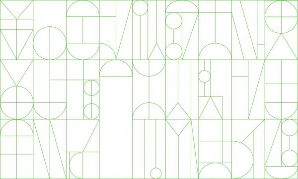 PHOTOWALL / Abstract Geometric Shapes - Green on White (e93728)