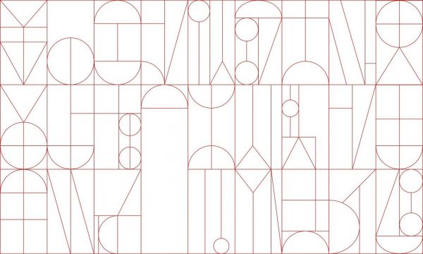 PHOTOWALL / Abstract Geometric Shapes - Red on White (e93729)