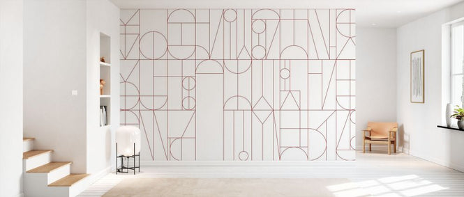 PHOTOWALL / Abstract Geometric Shapes - Red on White (e93729)