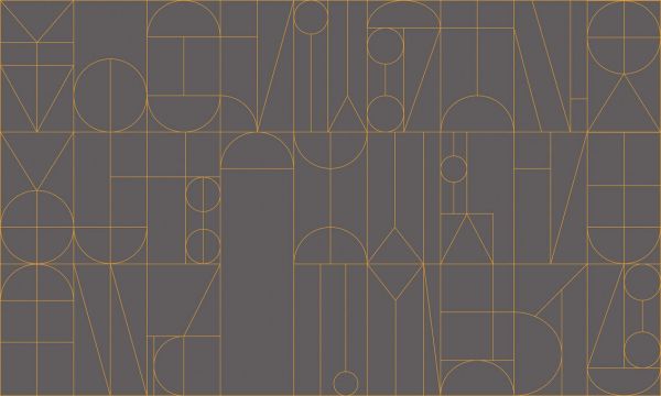 PHOTOWALL / Abstract Geometric Shapes  - Orange on Warm Grey (e93735)