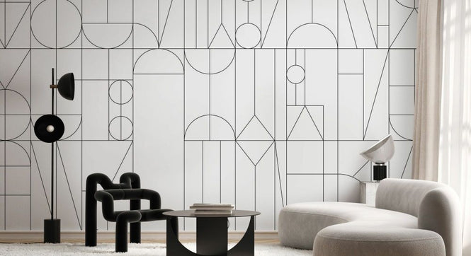 PHOTOWALL / Abstract Geometric Shapes - Black and White (e93736)