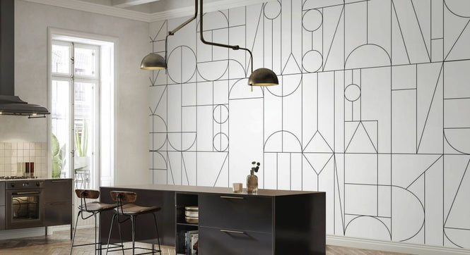 PHOTOWALL / Abstract Geometric Shapes - Black and White (e93736)