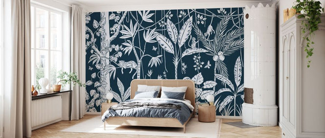 PHOTOWALL / Embossed Oasis - Dark Blue (e93819)