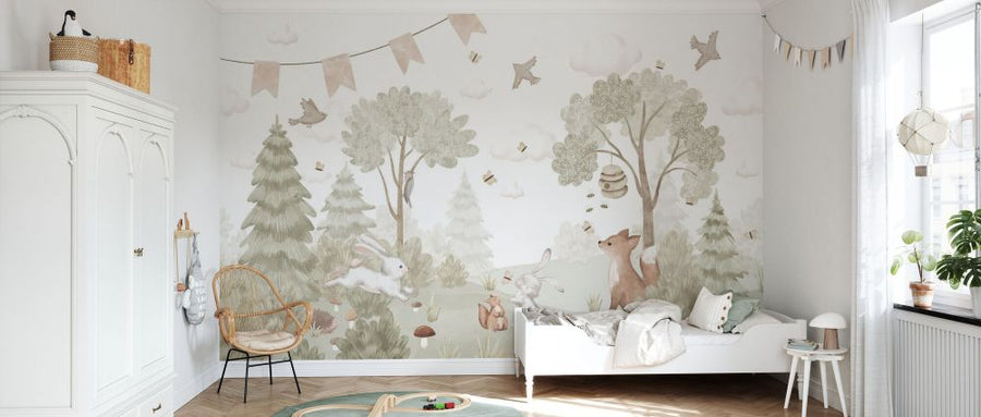 PHOTOWALL / Adorable Animals in the Forest - Beige (e93925)