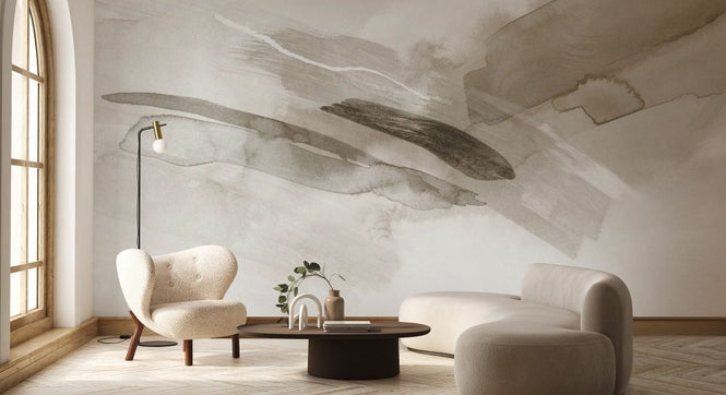 PHOTOWALL / Watercolor Brush Strokes in Neutral Tones (e93962)