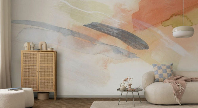 PHOTOWALL / Watercolor Brush Strokes in Warm Tones (e93965)