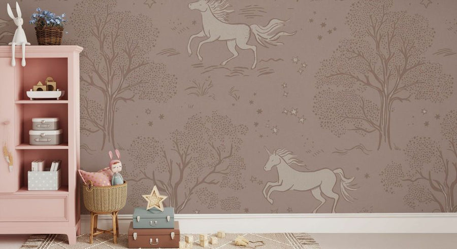 PHOTOWALL / Magical Unicorn Dreamland - Misty Rose (e93969)