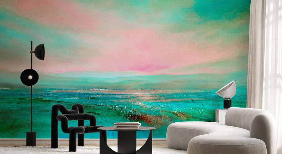 PHOTOWALL / Sunrise - Turquoise and Purple (e94002)