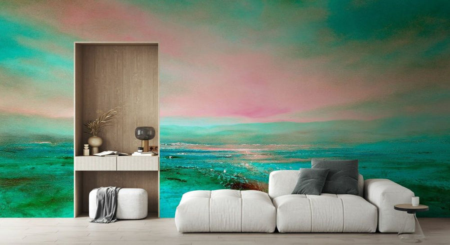 PHOTOWALL / Sunrise - Turquoise and Purple (e94002)