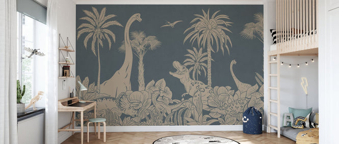 PHOTOWALL / Monochrome Dino - Blue Vintage (e94055)