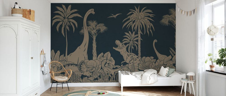 PHOTOWALL / Monochrome Dino - Blue Vintage (e94055)