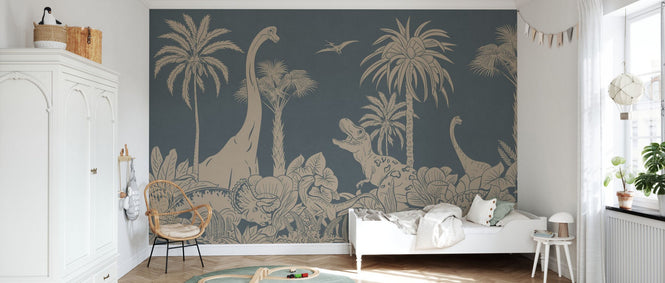 PHOTOWALL / Monochrome Dino - Blue Vintage (e94055)
