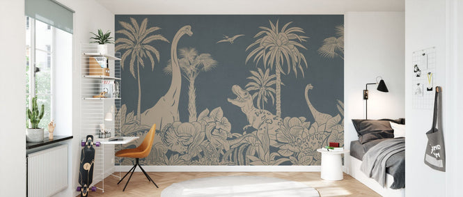 PHOTOWALL / Monochrome Dino - Blue Vintage (e94055)