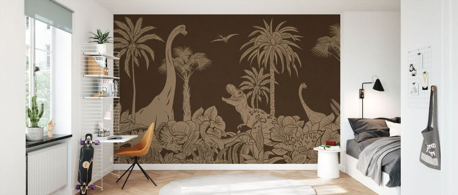 PHOTOWALL / Monochrome Dino - Brown Vintage (e94056)