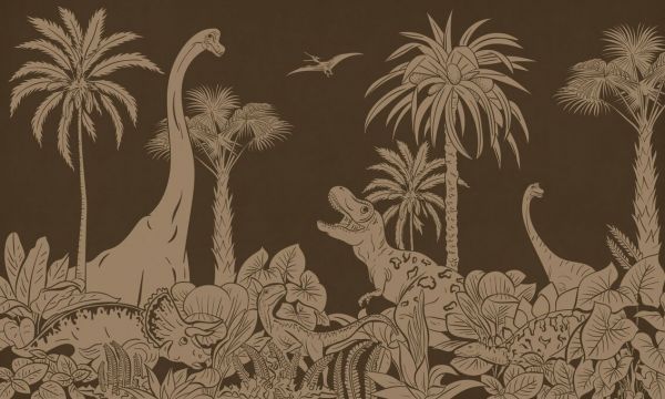 PHOTOWALL / Monochrome Dino - Brown Vintage (e94056)